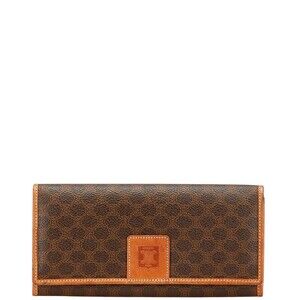 Celine Macadam long wallet brown leather